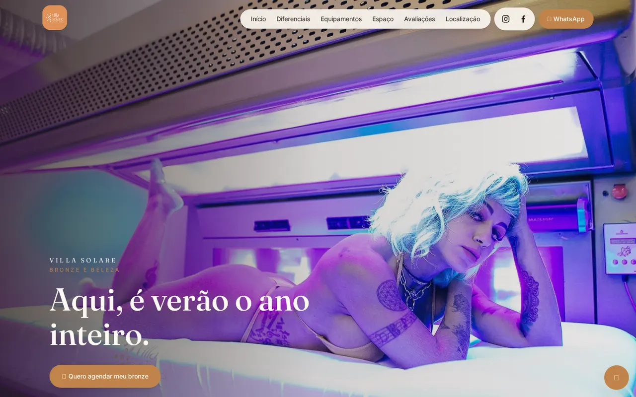 Captura da versão desktop do site Villa Solare Bronze e Beleza